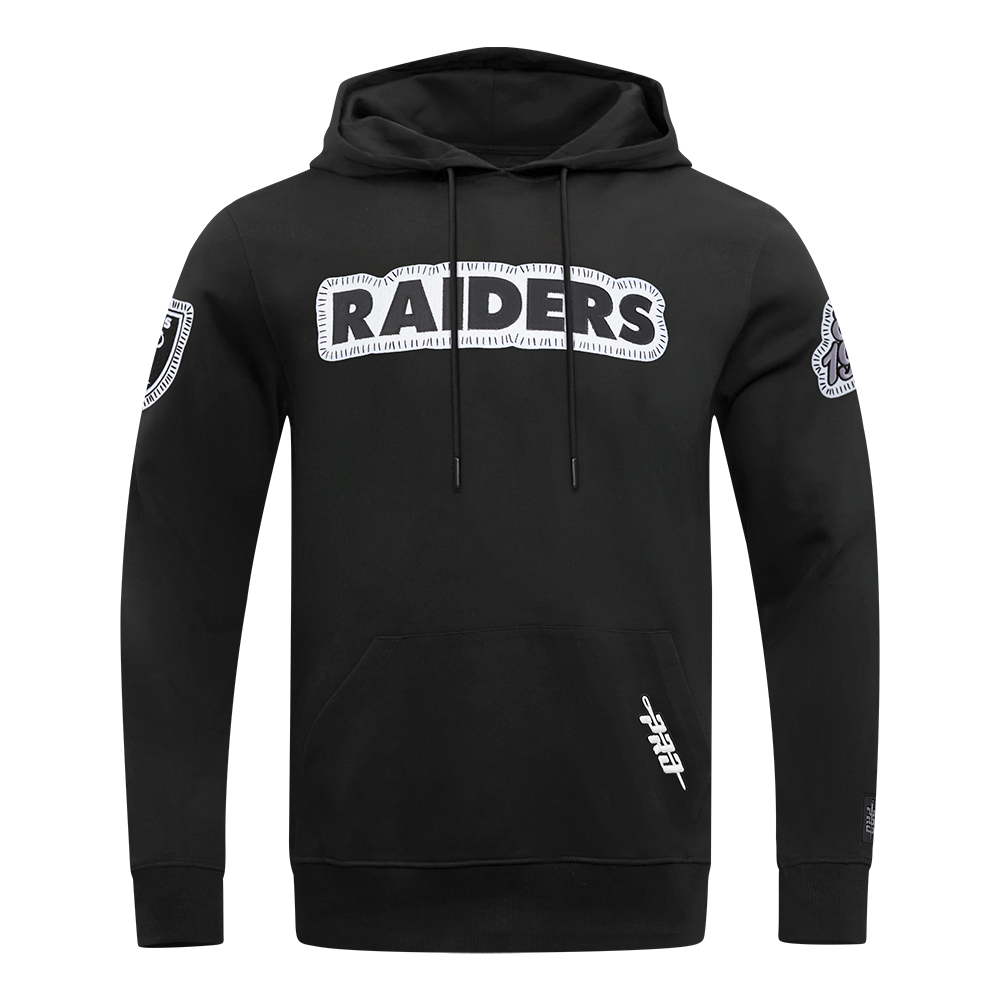NFL LAS VEGAS RAIDERS DIY PICK STITCH MEN'S DOUBLE KNIT PULLOVER HOODIE (BLACK)