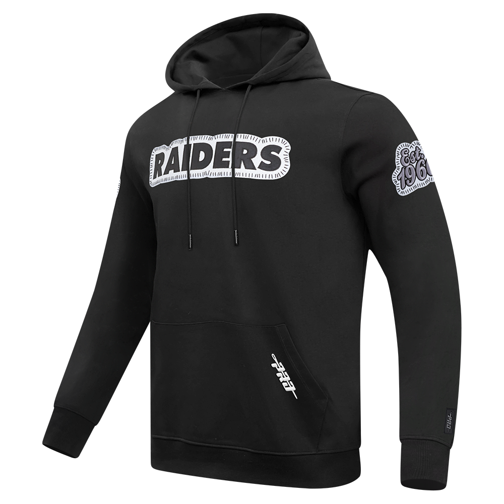 NFL LAS VEGAS RAIDERS DIY PICK STITCH MEN'S DOUBLE KNIT PULLOVER HOODIE (BLACK)