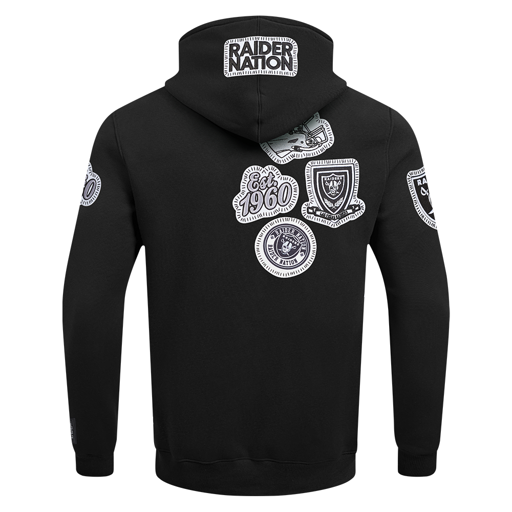 NFL LAS VEGAS RAIDERS DIY PICK STITCH MEN'S DOUBLE KNIT PULLOVER HOODIE (BLACK)