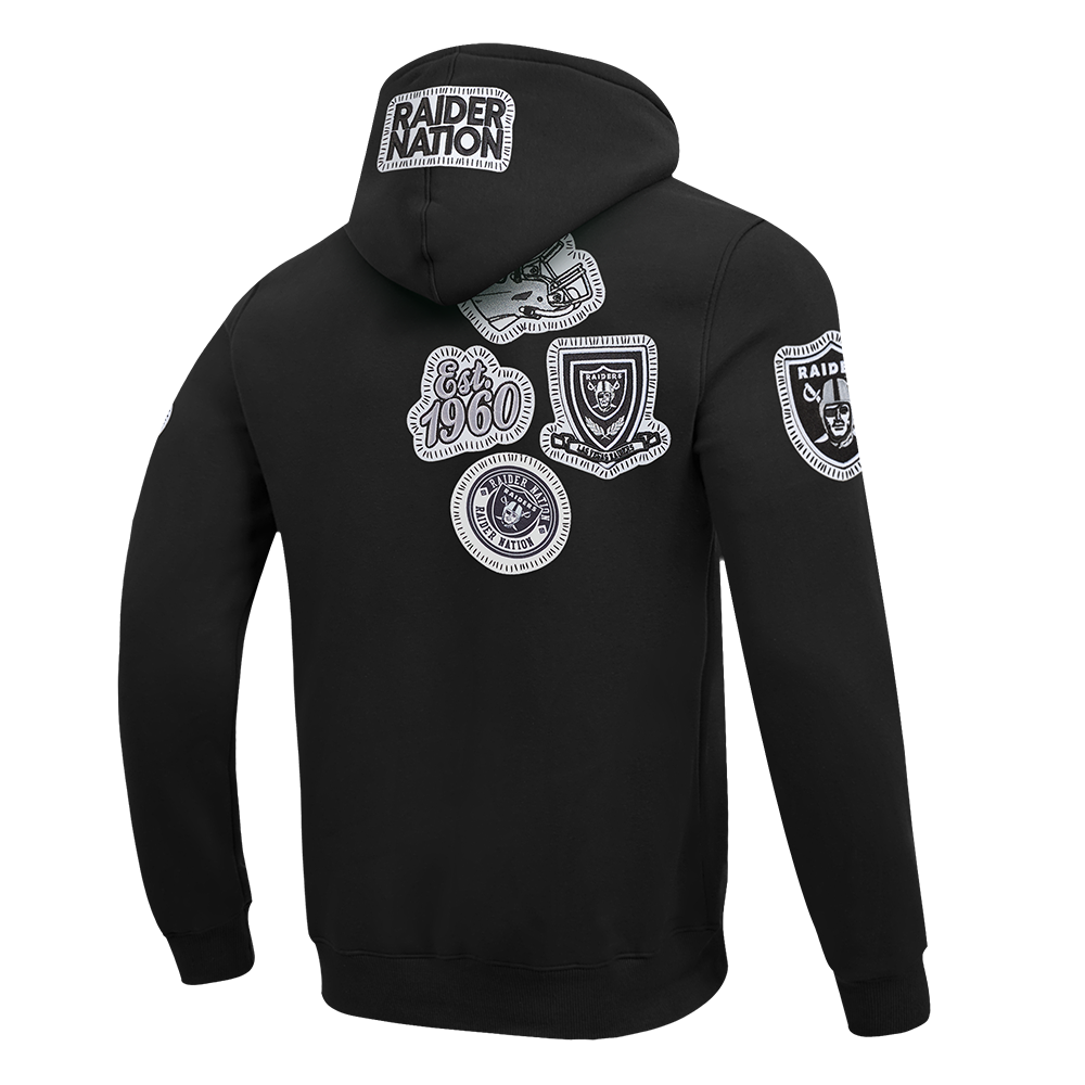 NFL LAS VEGAS RAIDERS DIY PICK STITCH MEN'S DOUBLE KNIT PULLOVER HOODIE (BLACK)