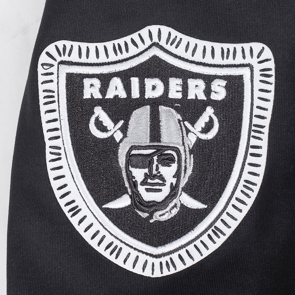 NFL LAS VEGAS RAIDERS DIY PICK STITCH MEN'S DOUBLE KNIT PULLOVER HOODIE (BLACK)
