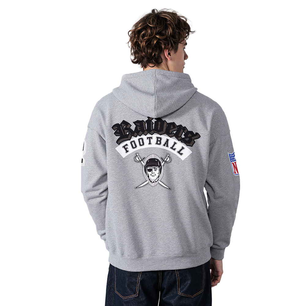 NFL LAS VEGAS RAIDERS BEST OF MEN'S DROP SHOULDER FLC PO HOODIE (DARK HEATHER GRAY)
