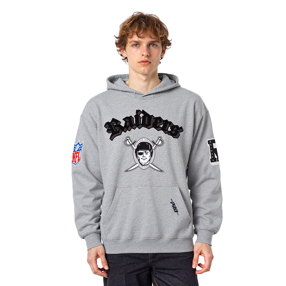 NFL LAS VEGAS RAIDERS BEST OF MEN'S DROP SHOULDER FLC PO HOODIE (DARK HEATHER GRAY)