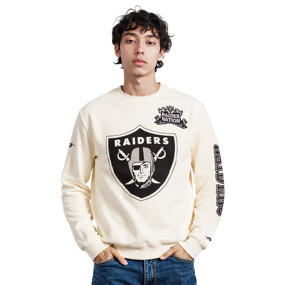 NFL LAS VEGAS RAIDERS REBEL ATHLETICS MEN'S FLC CREWNECK (EGGSHELL)