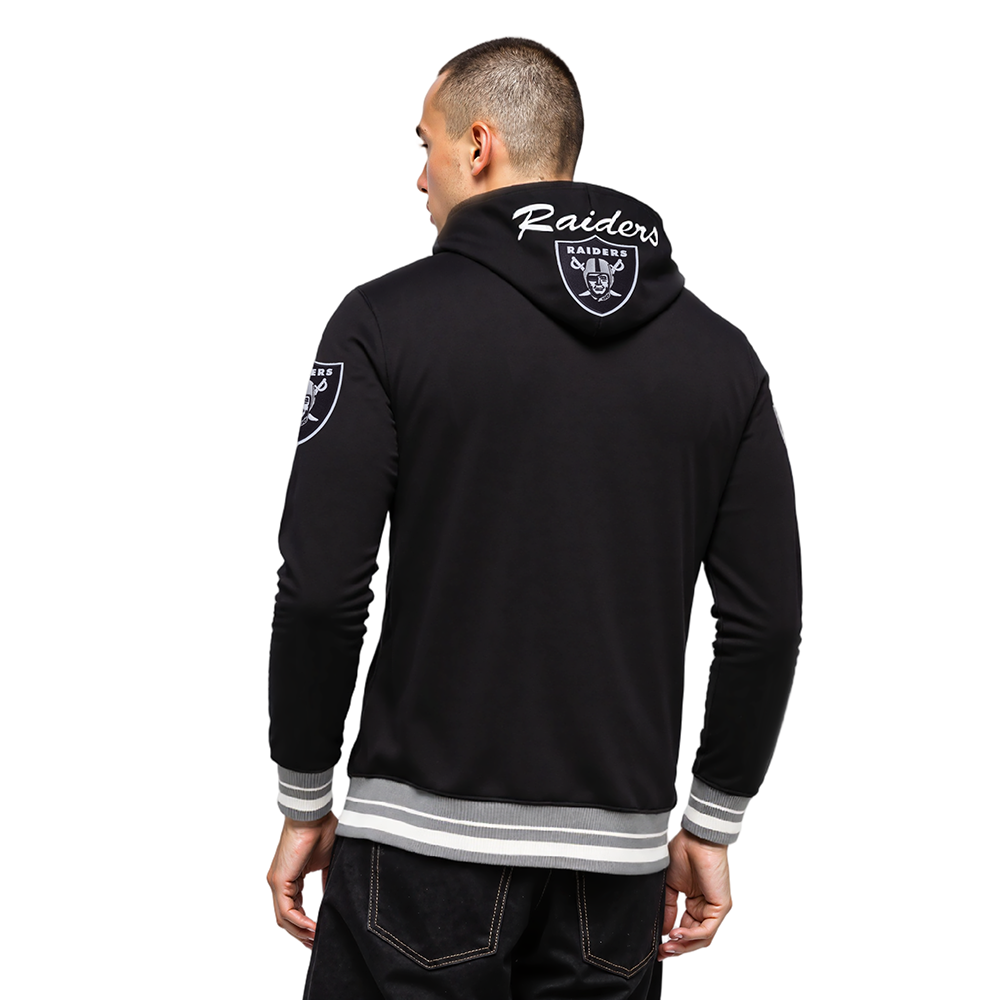 NFL LAS VEGAS RAIDERS TEAM BADGE CHANDAIL À CAPUCHON CÔTELÉ POUR HOMME (NOIR/GRIS)
