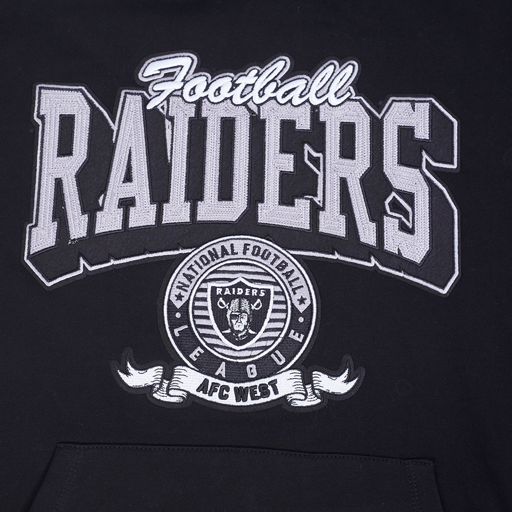 NFL LAS VEGAS RAIDERS TEAM BADGE CHANDAIL À CAPUCHON CÔTELÉ POUR HOMME (NOIR/GRIS)