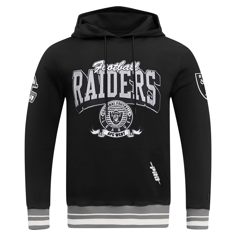 NFL LAS VEGAS RAIDERS TEAM BADGE CHANDAIL À CAPUCHON CÔTELÉ POUR HOMME (NOIR/GRIS)