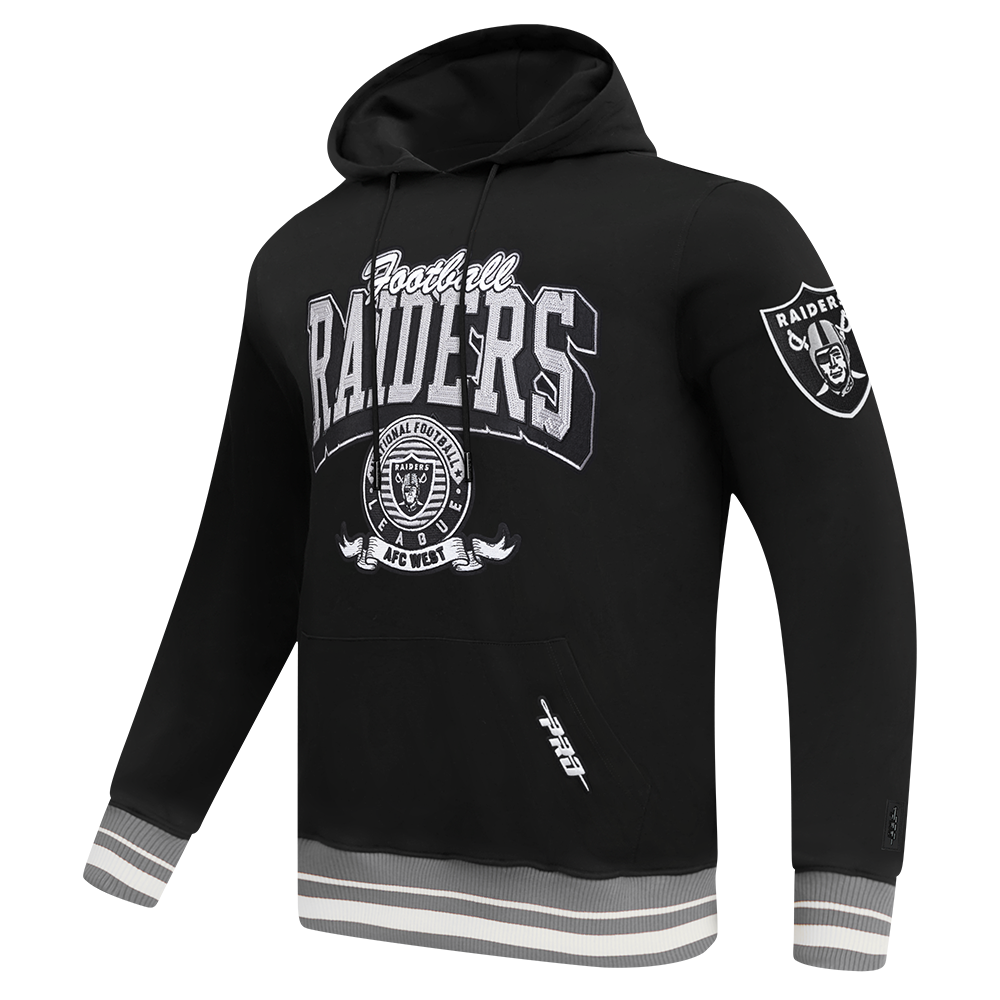 NFL LAS VEGAS RAIDERS TEAM BADGE CHANDAIL À CAPUCHON CÔTELÉ POUR HOMME (NOIR/GRIS)