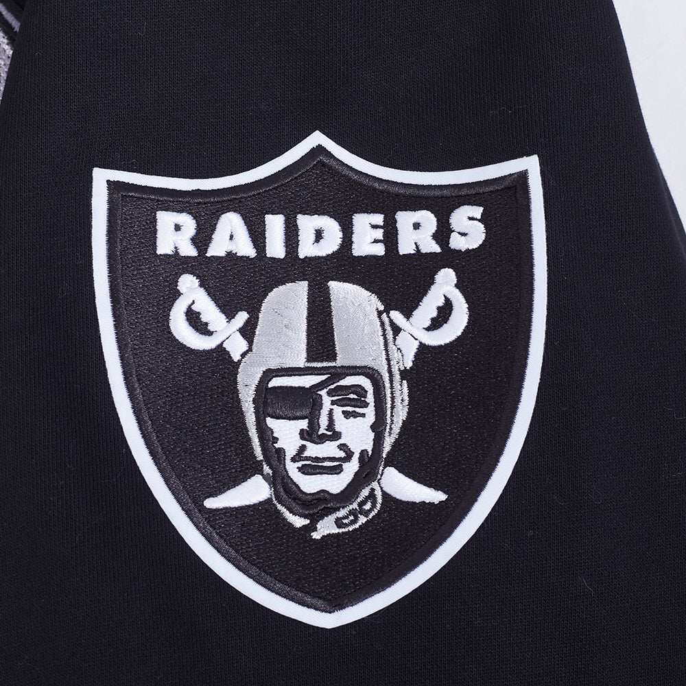 NFL LAS VEGAS RAIDERS TEAM BADGE CHANDAIL À CAPUCHON CÔTELÉ POUR HOMME (NOIR/GRIS)