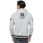 NFL LAS VEGAS RAIDERS TEAM BADGE MEN'S RIB PO HOODIE (HEATHER GRAY/BLACK)