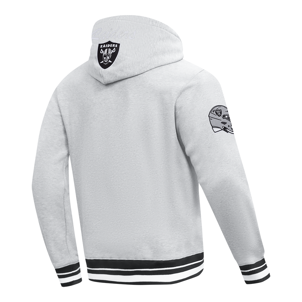 NFL LAS VEGAS RAIDERS TEAM BADGE MEN'S RIB PO HOODIE (HEATHER GRAY/BLACK)
