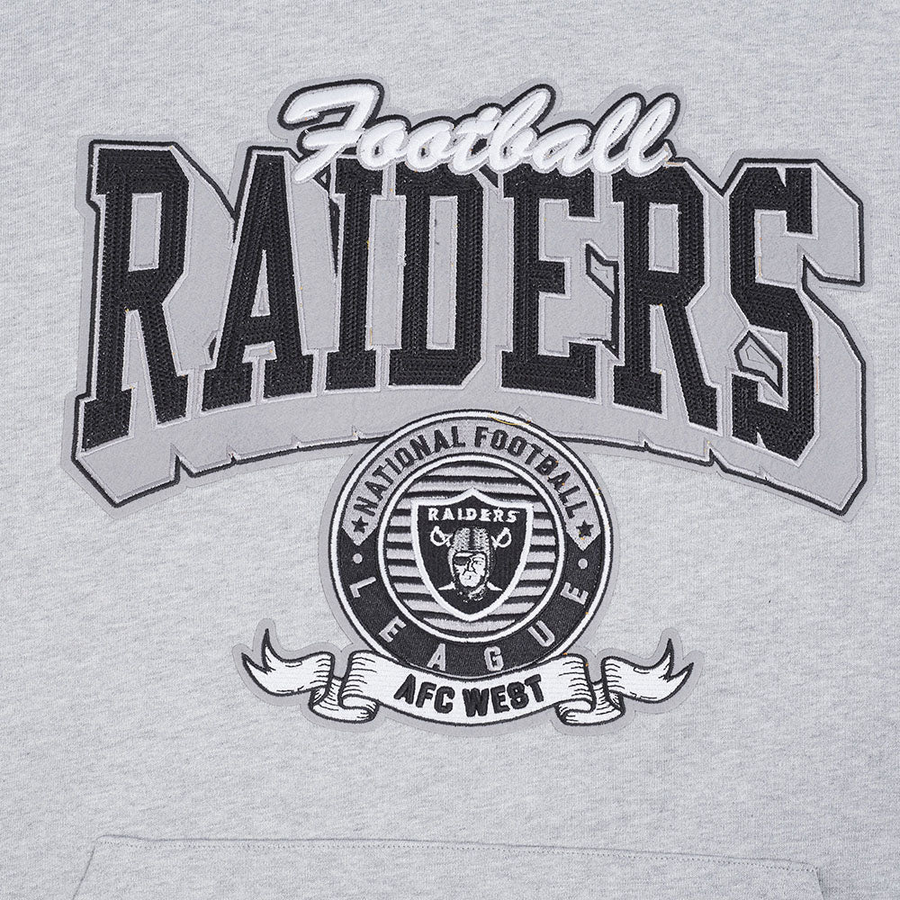 NFL LAS VEGAS RAIDERS TEAM BADGE MEN'S RIB PO HOODIE (HEATHER GRAY/BLACK)