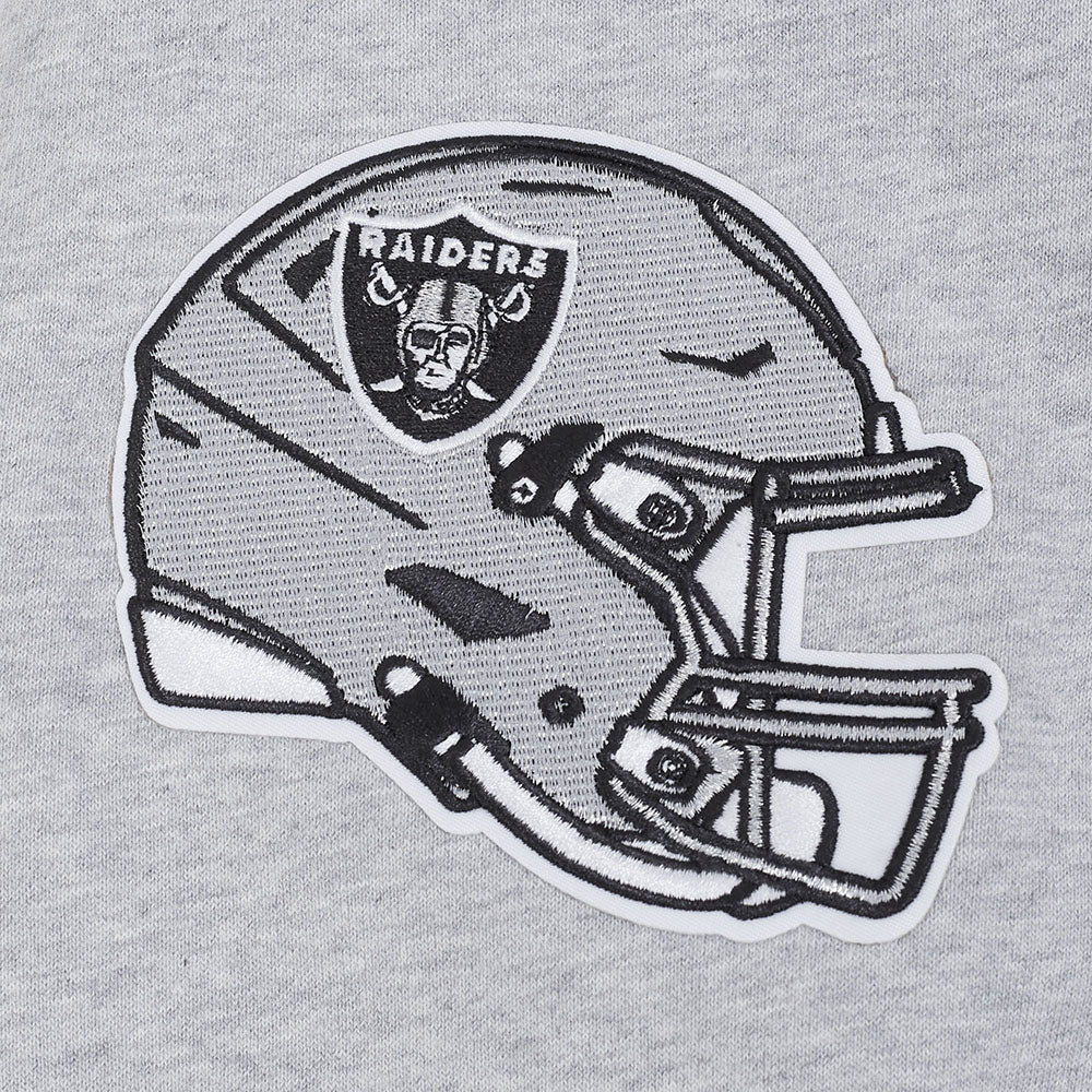 NFL LAS VEGAS RAIDERS TEAM BADGE MEN'S RIB PO HOODIE (HEATHER GRAY/BLACK)