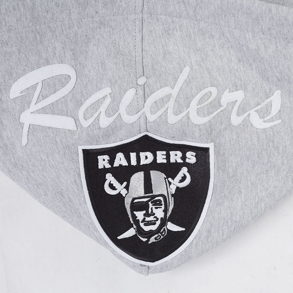 NFL LAS VEGAS RAIDERS TEAM BADGE MEN'S RIB PO HOODIE (HEATHER GRAY/BLACK)