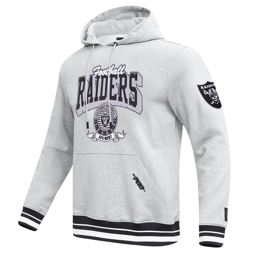 NFL LAS VEGAS RAIDERS TEAM BADGE MEN'S RIB PO HOODIE (HEATHER GRAY/BLACK)