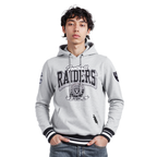 NFL LAS VEGAS RAIDERS TEAM BADGE MEN'S RIB PO HOODIE (HEATHER GRAY/BLACK)