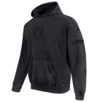 NFL LAS VEGAS RAIDERS WASHED CLASSIC CHANDAIL À CAPUCHON À ÉPAULES TOMBANTES LAVÉ À L'ENZYME POUR HOMME (NOIR DÉLAVÉ)