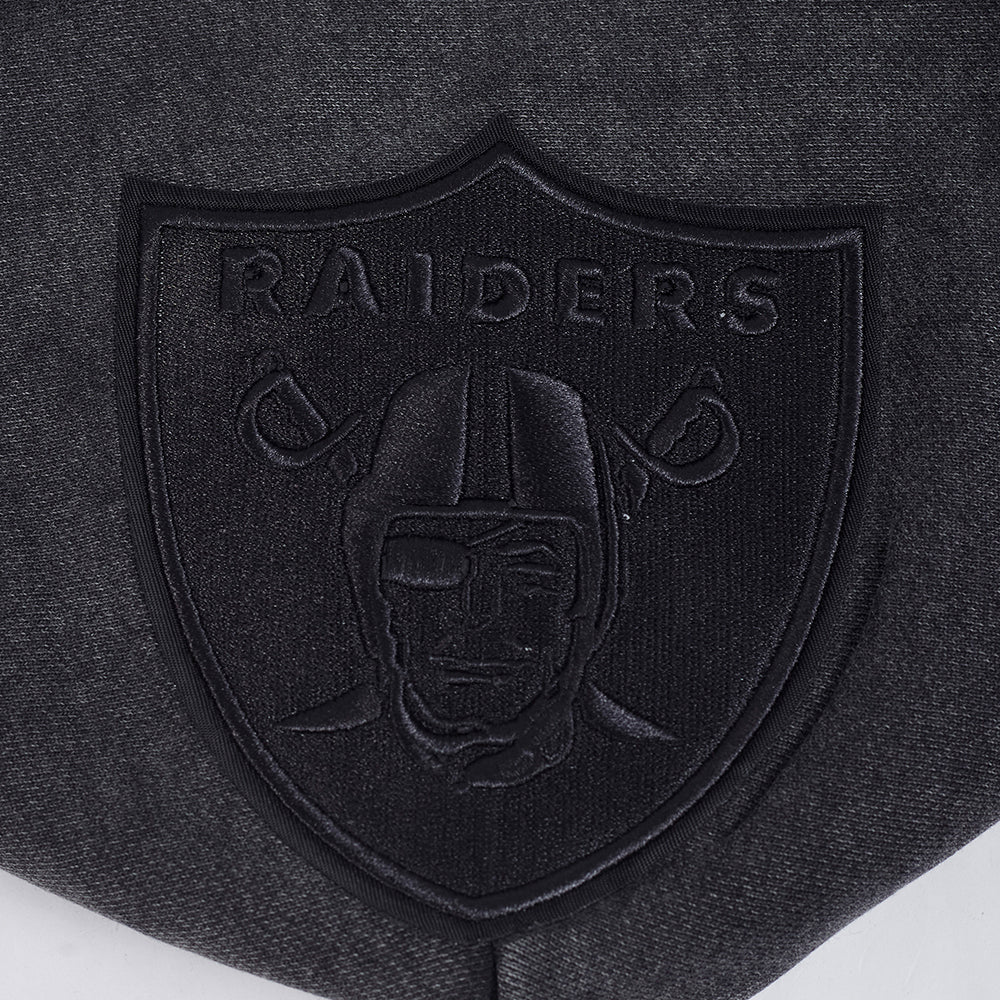 NFL LAS VEGAS RAIDERS WASHED CLASSIC CHANDAIL À CAPUCHON À ÉPAULES TOMBANTES LAVÉ À L'ENZYME POUR HOMME (NOIR DÉLAVÉ)