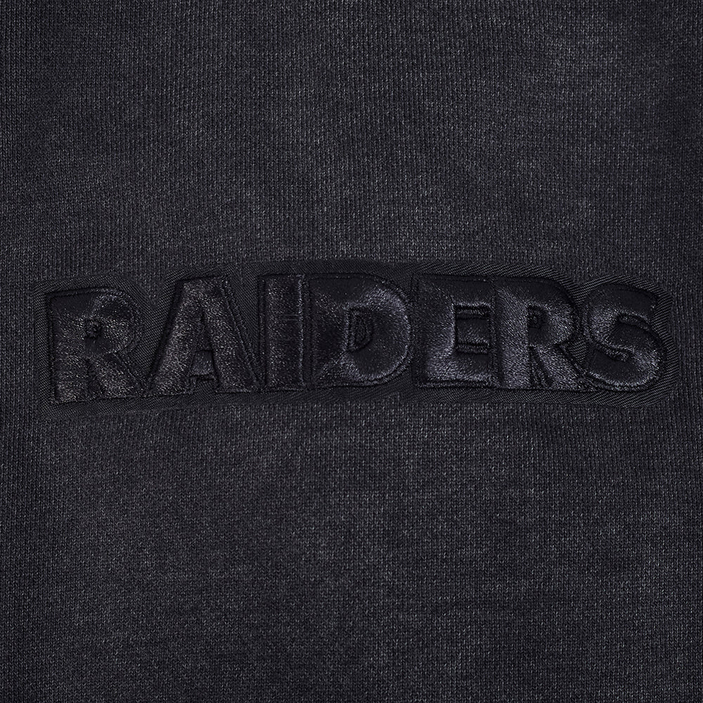 NFL LAS VEGAS RAIDERS WASHED CLASSIC CHANDAIL À CAPUCHON À ÉPAULES TOMBANTES LAVÉ À L'ENZYME POUR HOMME (NOIR DÉLAVÉ)