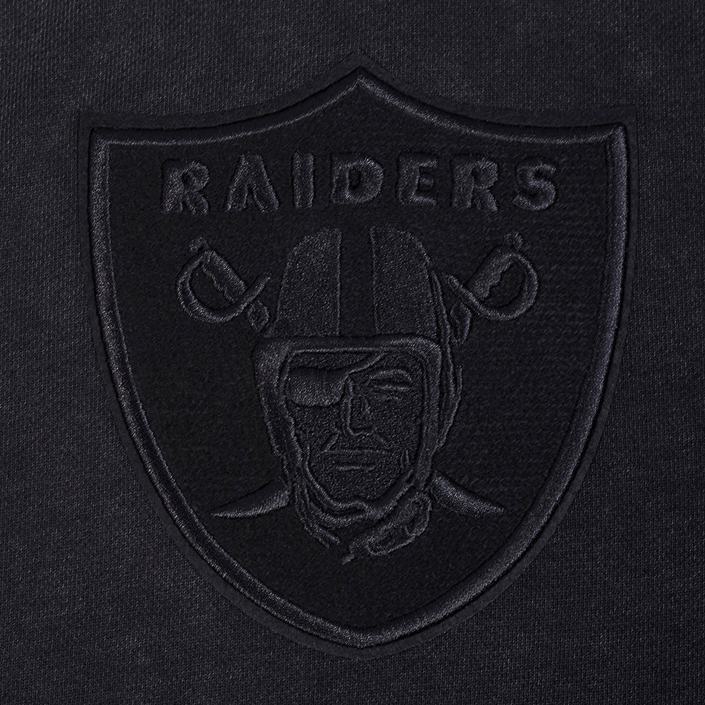 NFL LAS VEGAS RAIDERS WASHED CLASSIC CHANDAIL À CAPUCHON À ÉPAULES TOMBANTES LAVÉ À L'ENZYME POUR HOMME (NOIR DÉLAVÉ)