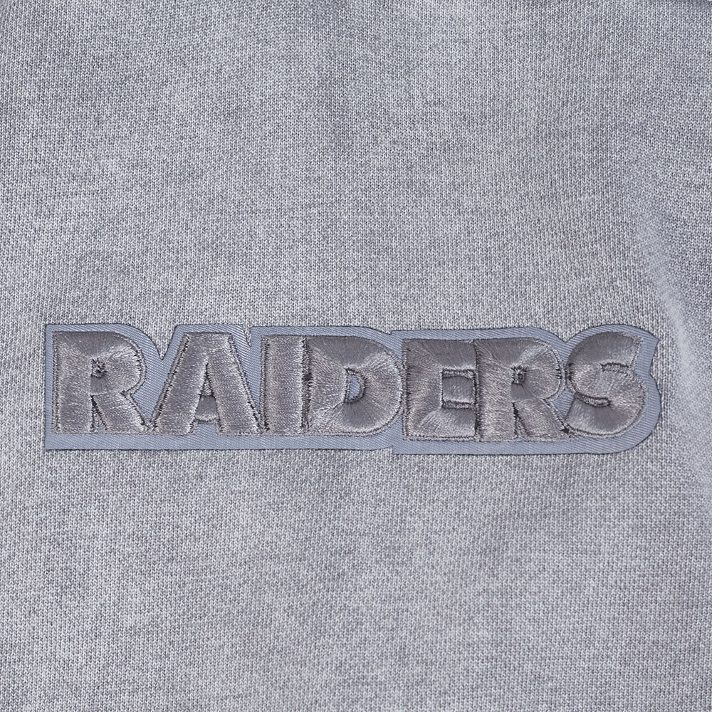 NFL LAS VEGAS RAIDERS WASHED CLASSIC MEN'S ENZYME WASH DROP SHOULDER HOODIE (WASHED GREY)