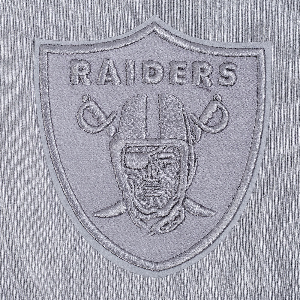 NFL LAS VEGAS RAIDERS WASHED CLASSIC MEN'S ENZYME WASH DROP SHOULDER HOODIE (WASHED GREY)