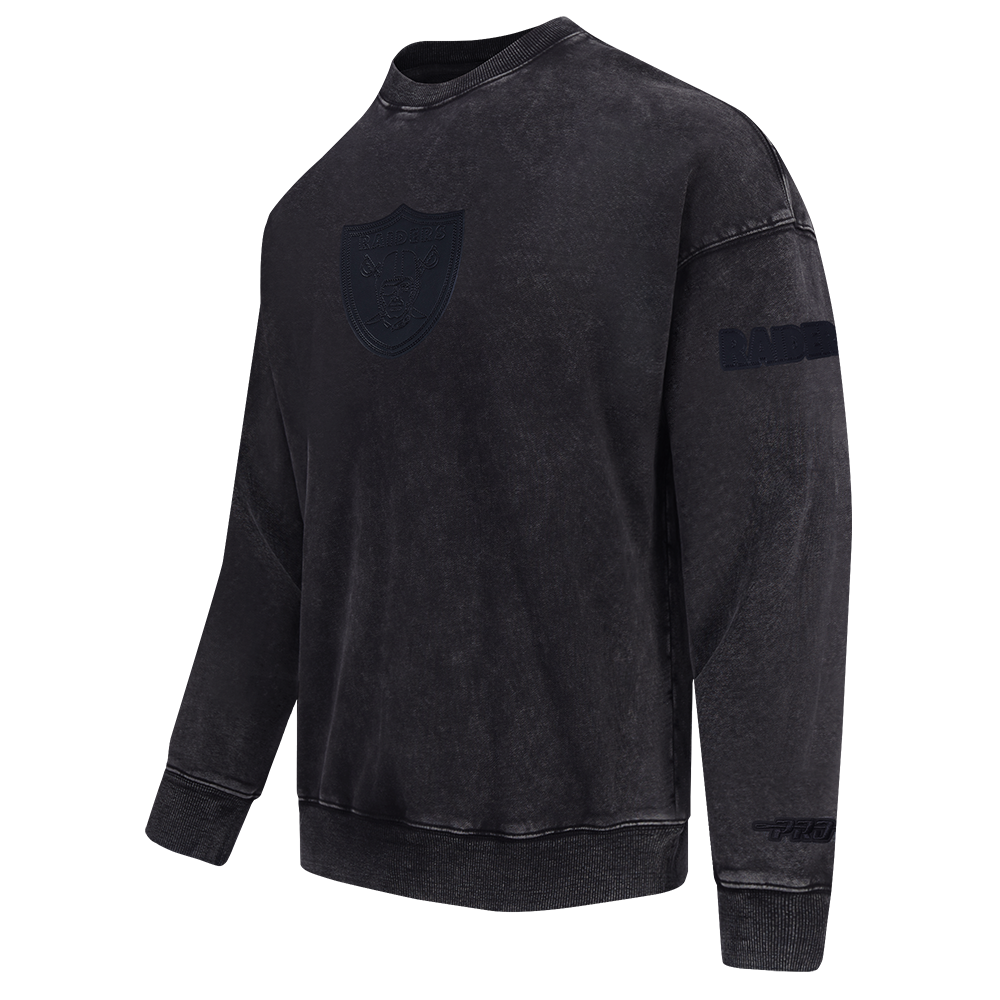NFL LAS VEGAS RAIDERS WASHED VANGUARD À ÉPAULES TOMBANTES LAVÉ À L'ENZYME POUR HOMME (NOIR DÉLAVÉ)