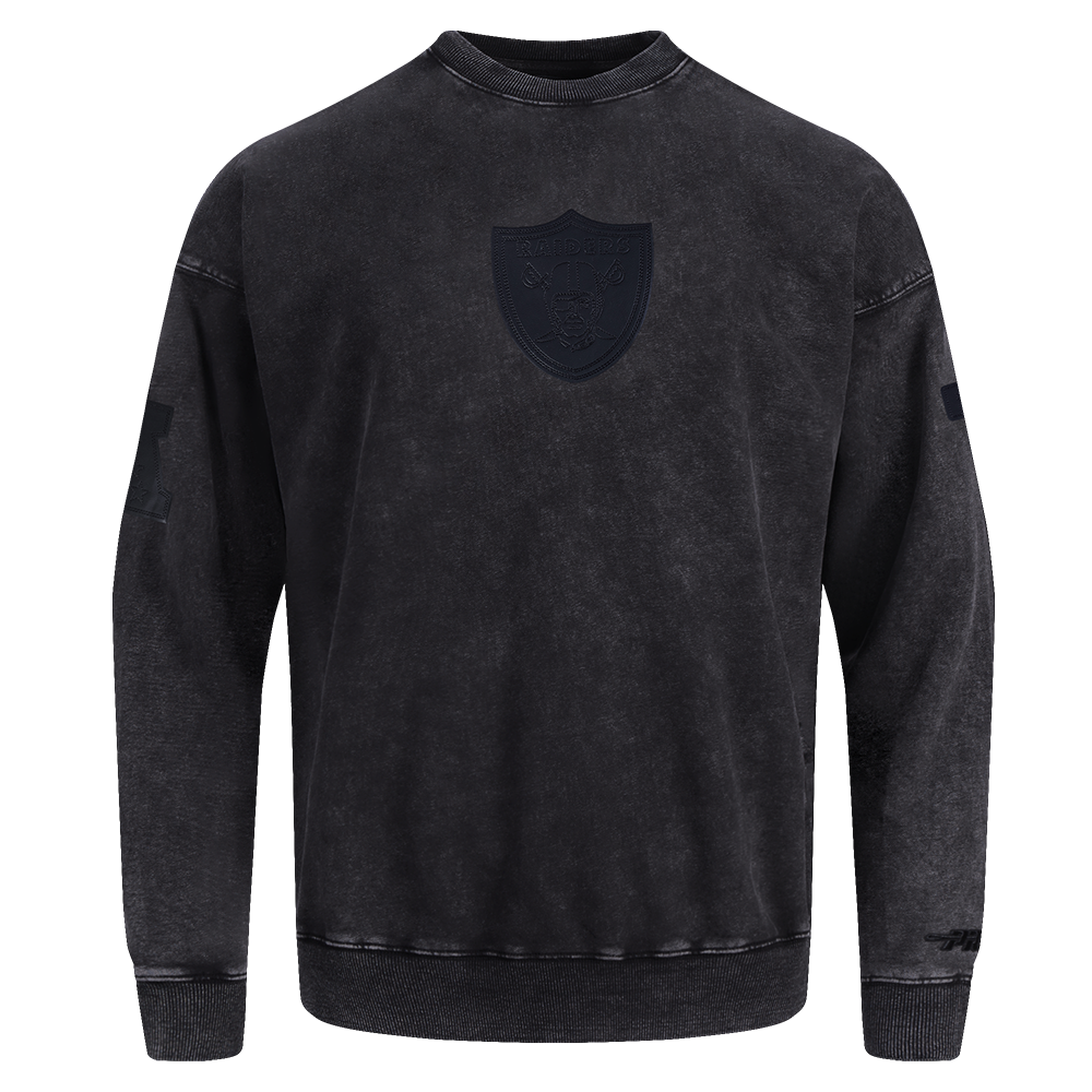 NFL LAS VEGAS RAIDERS WASHED VANGUARD À ÉPAULES TOMBANTES LAVÉ À L'ENZYME POUR HOMME (NOIR DÉLAVÉ)