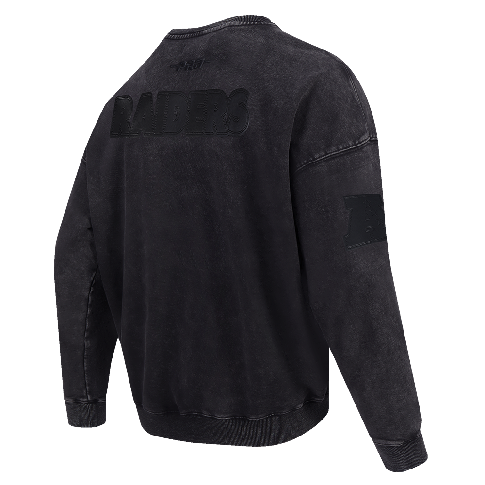 NFL LAS VEGAS RAIDERS WASHED VANGUARD À ÉPAULES TOMBANTES LAVÉ À L'ENZYME POUR HOMME (NOIR DÉLAVÉ)
