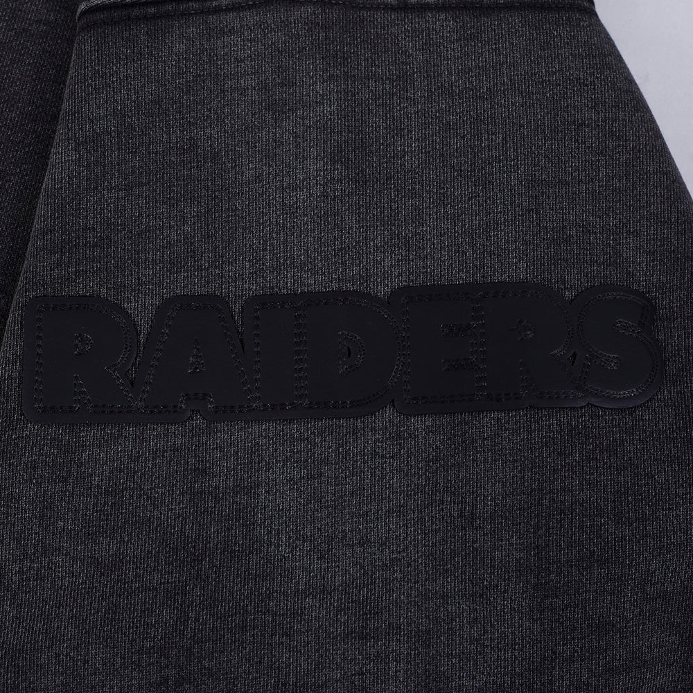NFL LAS VEGAS RAIDERS WASHED VANGUARD À ÉPAULES TOMBANTES LAVÉ À L'ENZYME POUR HOMME (NOIR DÉLAVÉ)