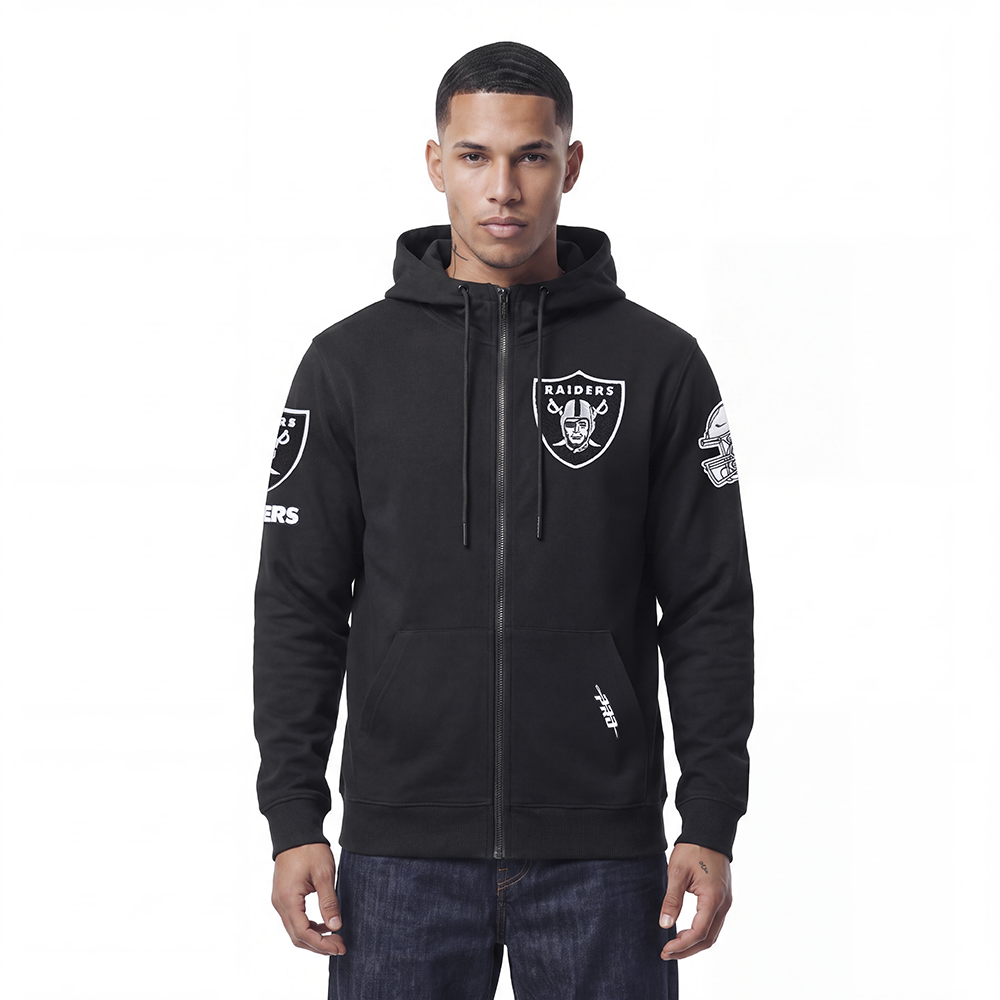 NFL LAS VEGAS RAIDERS CLASSIC CHENILLE CHANDAIL À CAPUCHON À GLISSIÈRE POUR HOMME (NOIR)