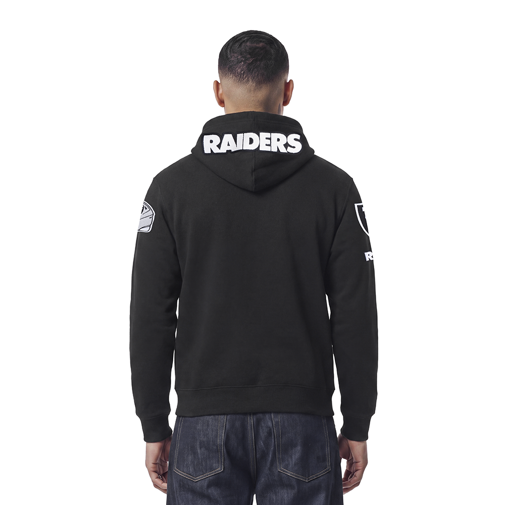 NFL LAS VEGAS RAIDERS CLASSIC CHENILLE MEN'S FULL ZIP HOODIE (BLACK)