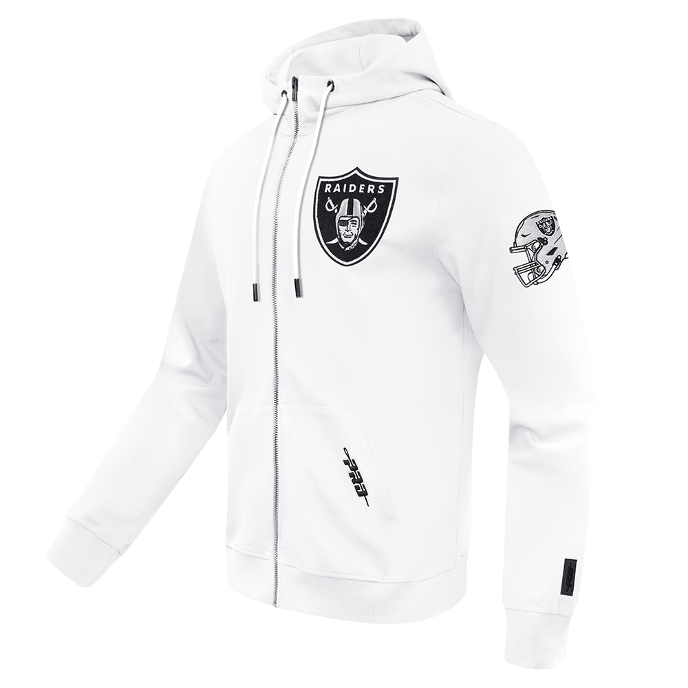 NFL LAS VEGAS RAIDERS CLASSIC CHENILLE CHANDAIL À CAPUCHON À GLISSIÈRE POUR HOMME (BLANC)