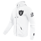 NFL LAS VEGAS RAIDERS CLASSIC CHENILLE CHANDAIL À CAPUCHON À GLISSIÈRE POUR HOMME (BLANC)