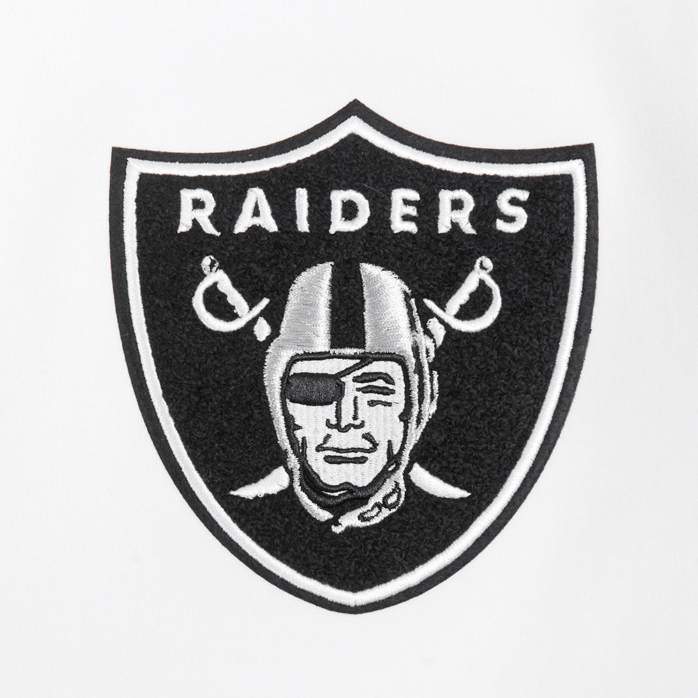 NFL LAS VEGAS RAIDERS CLASSIC CHENILLE CHANDAIL À CAPUCHON À GLISSIÈRE POUR HOMME (BLANC)