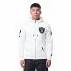 NFL LAS VEGAS RAIDERS CLASSIC CHENILLE CHANDAIL À CAPUCHON À GLISSIÈRE POUR HOMME (BLANC)