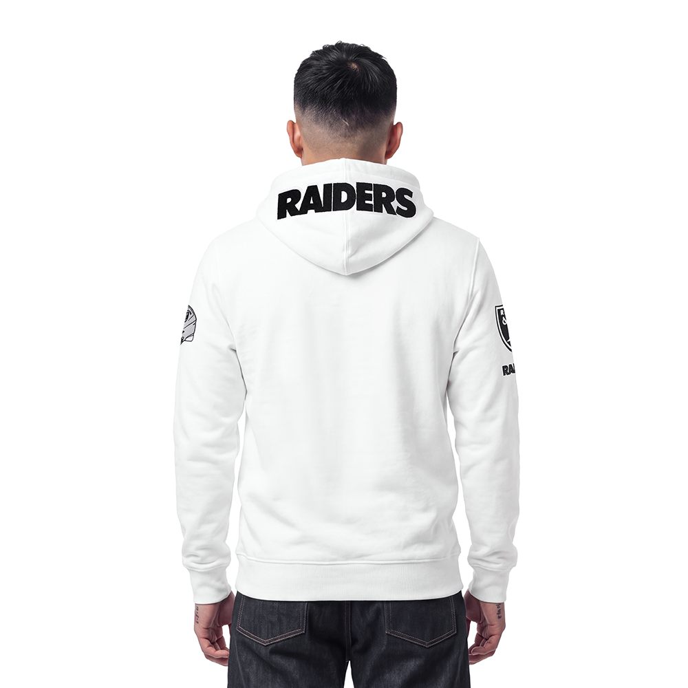 NFL LAS VEGAS RAIDERS CLASSIC CHENILLE MEN'S FULL ZIP HOODIE (WHITE)