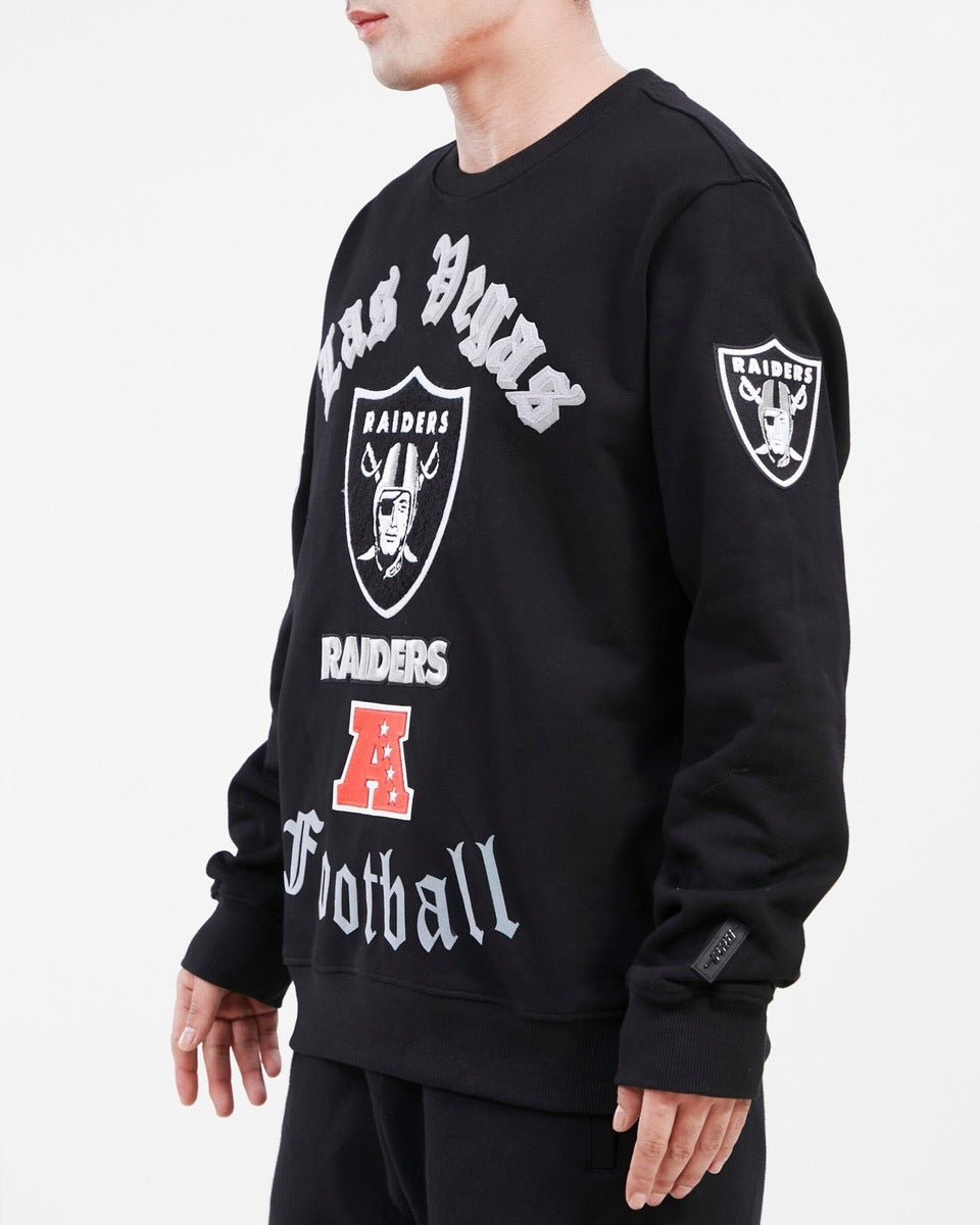 NFL LAS VEGAS RAIDERS OLD ENGLISH AFC WEST LOGO MEN'S CREWNECK (BLACK)