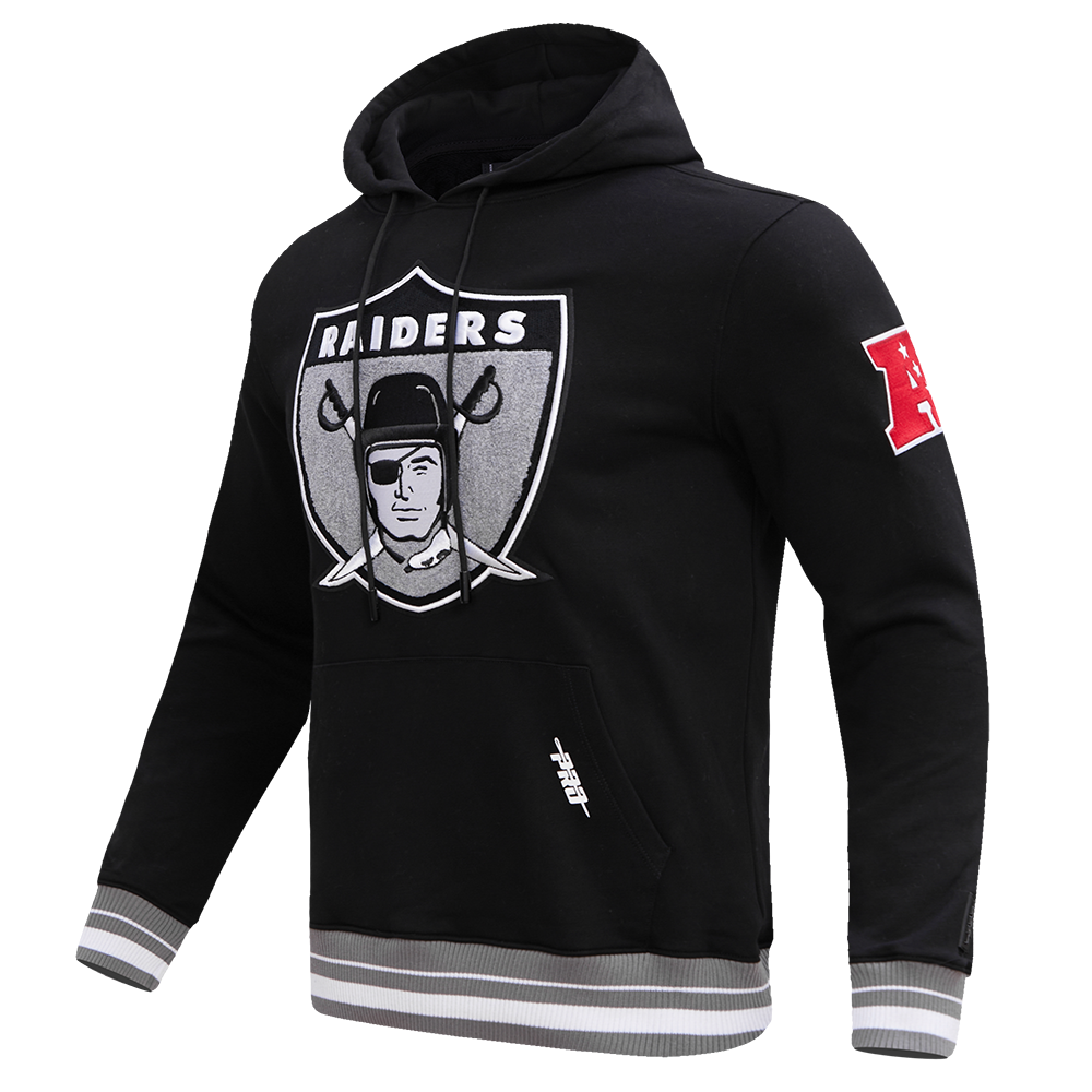 NFL OAKLAND RAIDERS RETRO CLASSIC MEN'S PULLOVER HOODIE (BLACK/GREY)