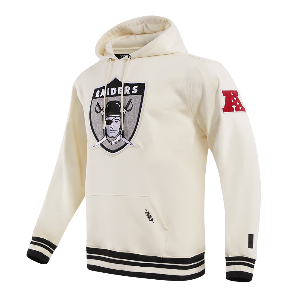 NFL LAS VEGAS RAIDERS RETRO CLASSIC MEN'S PULLOVER HOODIE (EGGSHELL/ BLACK)