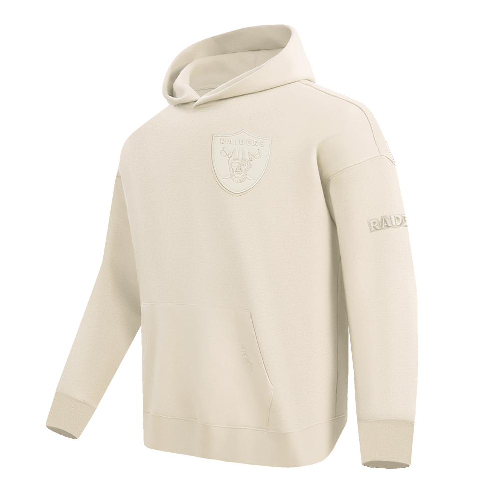 NFL LAS VEGAS RAIDERS NEUTRAL DROP SHOULDER FLEECE PULLOVER HOODIE (EGGSHELL)