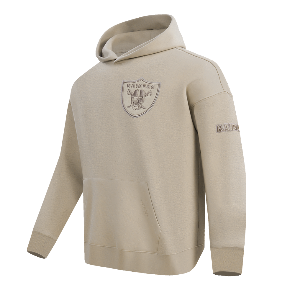 NFL LAS VEGAS RAIDERS NEUTRAL DROP SHOULDER FLEECE PULLOVER HOODIE (TAUPE)