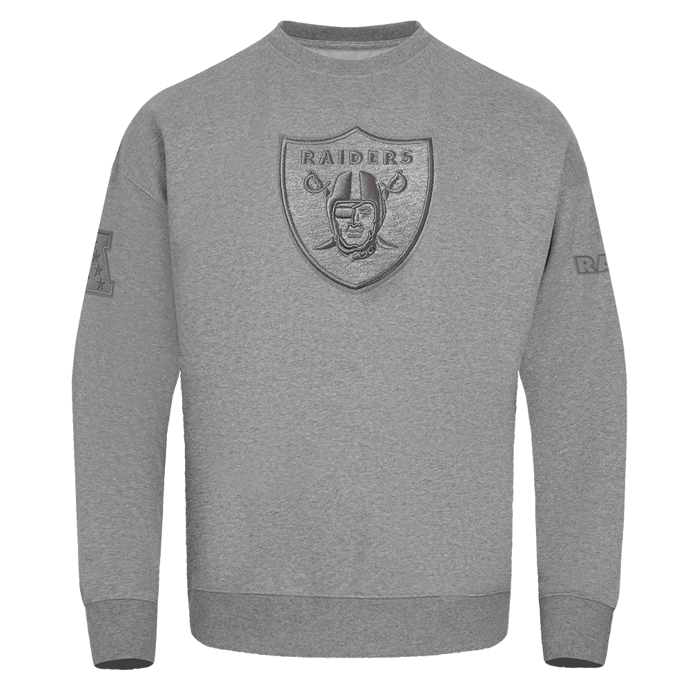 NFL LAS VEGAS RAIDERS NEUTRAL MEN'S DROP SHOULDER FLEECE CREWNECK (DARK HEATHER GRAY)