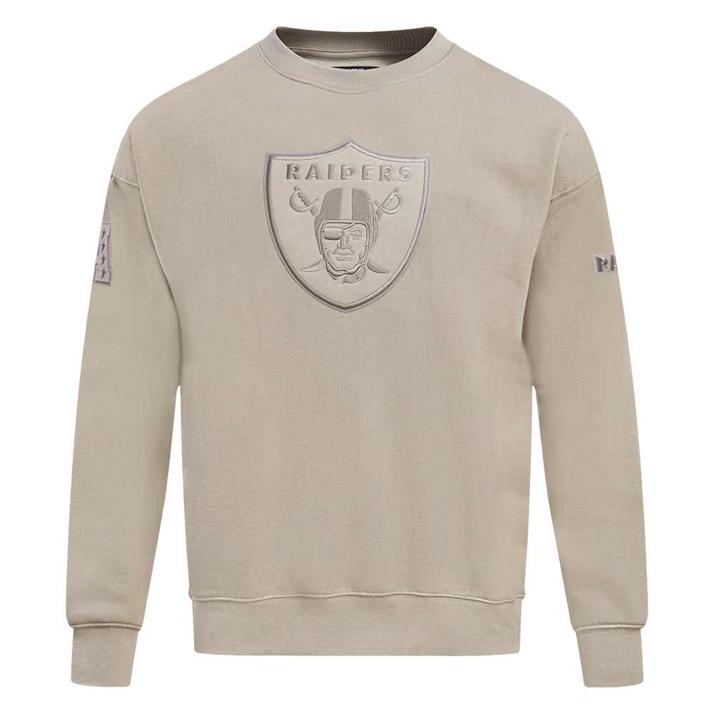 NFL LAS VEGAS RAIDERS NEUTRAL CHANDAIL À COL ROND EN MOLLETON À ÉPAULES TOMBANTES (TAUPE)
