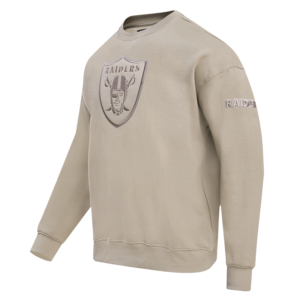 NFL LAS VEGAS RAIDERS NEUTRAL DROP SHOULDER FLEECE CREWNECK (TAUPE)