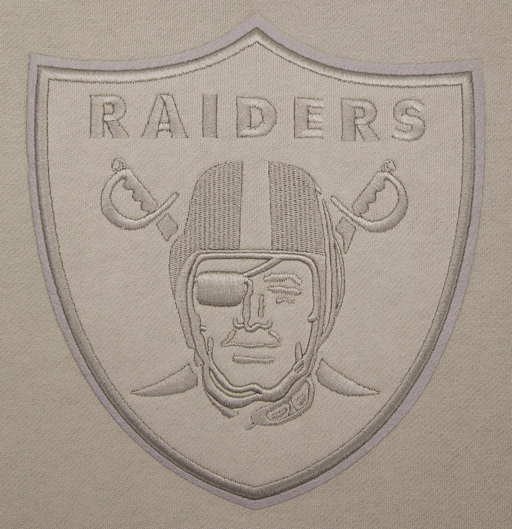 NFL LAS VEGAS RAIDERS NEUTRAL CHANDAIL À COL ROND EN MOLLETON À ÉPAULES TOMBANTES (TAUPE)