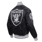 NFL LAS VEGAS RAIDERS SCRIPT TAIL MEN'S RIB SATIN JACKET (BLACK/GRAY)