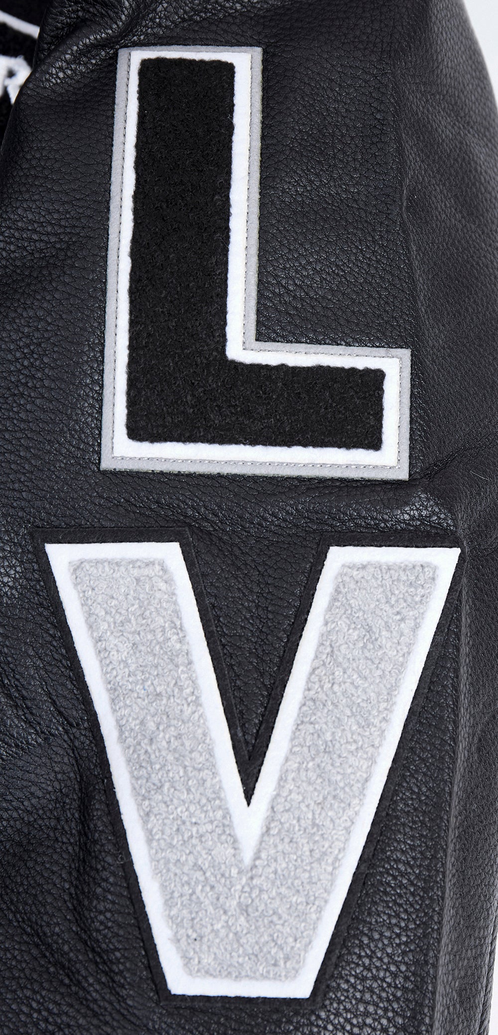 NFL LAS VEGAS RAIDERS SCRIPT TAIL MEN'S RIB WOOL VARSITY JACKET (BLACK/GRAY)