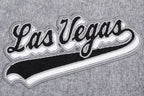 NFL LAS VEGAS RAIDERS SCRIPT TAIL MEN'S RIB WOOL VARSITY JACKET (HEATHER GREY/WHITE/BLACK)