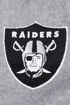 NFL LAS VEGAS RAIDERS SCRIPT TAIL MEN'S RIB WOOL VARSITY JACKET (HEATHER GREY/WHITE/BLACK)